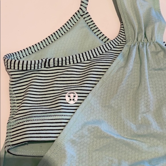 Lululemon Mint green and black striped bra tank - Picture 3 of 7